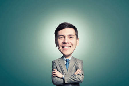 Young funny man in glasses with big headの写真素材