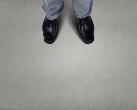 Top view of businessman legs choosing his wayの写真素材
