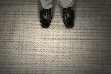 Top view of businessman legs choosing his wayの写真素材