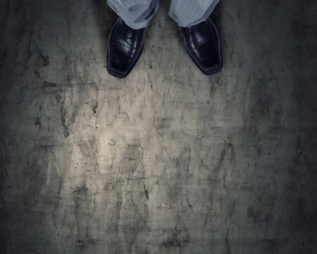 Top view of businessman legs choosing his wayの写真素材