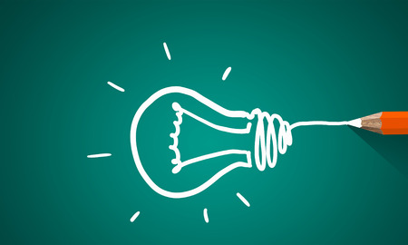 Idae concept image with pencil drawing light bulbの写真素材