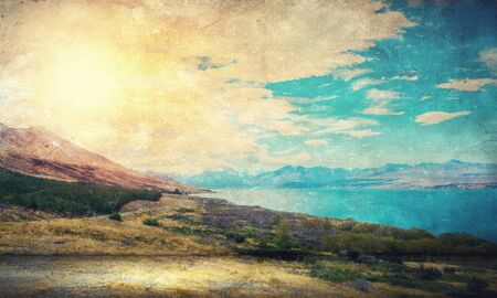 Natural beautiful landscape of mountain lake and forestの写真素材