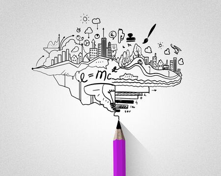 Planning concept with pencil drawing business strategy sketchesの写真素材