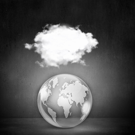 Computing concept with Earth planet and cloudの写真素材