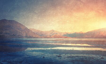 Natural beautiful landscape of mountain lake and forestの写真素材