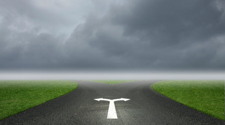 Concept of choice with crossroads spliting in two ways