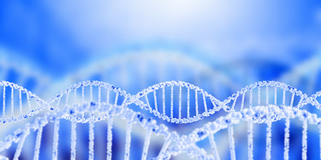 Digital blue image of DNA molecule and technology conceptsの写真素材