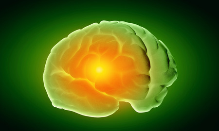 Science image with human brain on green の写真素材
