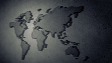 Conceptual image with world map on concrete wallの写真素材