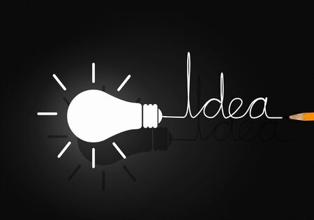 Abstract image with drawn light bulb on gray backgroundの写真素材