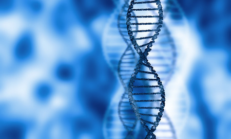 Digital blue image of DNA molecule and technology conceptsの写真素材