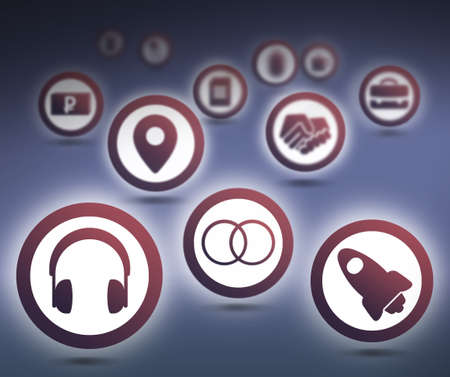 Interface design with icons collection on color backgroundの写真素材