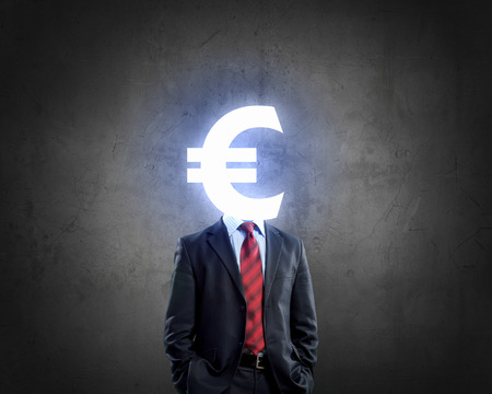 Businessman with euro sign instead of headの写真素材