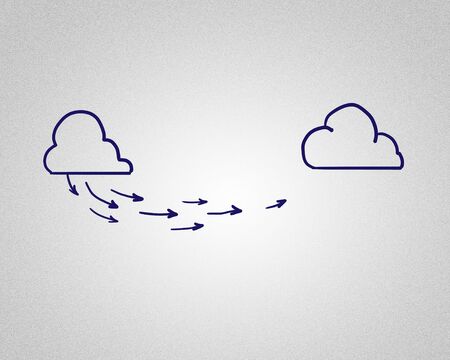 Close up of male hand drawing cloud computing conceptの写真素材