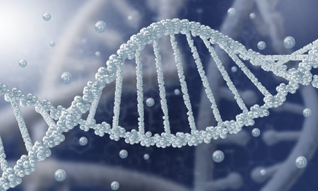 Biochemistry background concept with high tech dna molecule