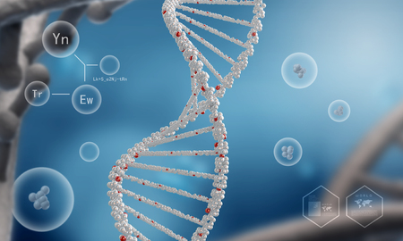 Biochemistry background concept with high tech dna moleculeの写真素材