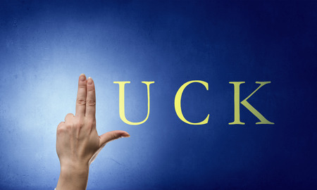 Luck word and fingers instead of letter Lの写真素材