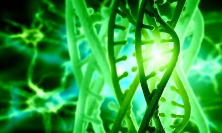 Biochemistry background concept with high tech dna moleculeの写真素材