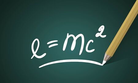 Science formula drawn with pencil on blackboardの写真素材