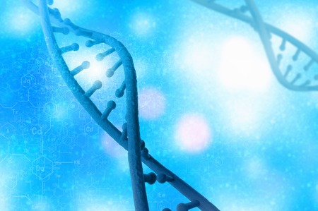 Biochemistry background concept with high tech dna moleculeの写真素材