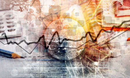 Business concept with stationary staff on tableの写真素材