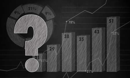 Economics concept with graphs and diagrams on dark backgroundの写真素材