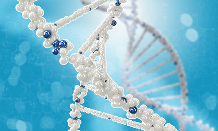 Concept of biochemistry with dna molecule on blue backgroundの写真素材