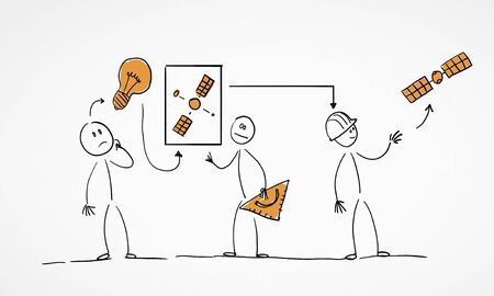 Caricature image of people of different professions on white backgroundの写真素材