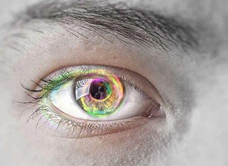 Close up of female clear green eye