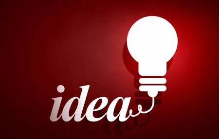 Abstract image with drawn light bulb on red backgroundの写真素材