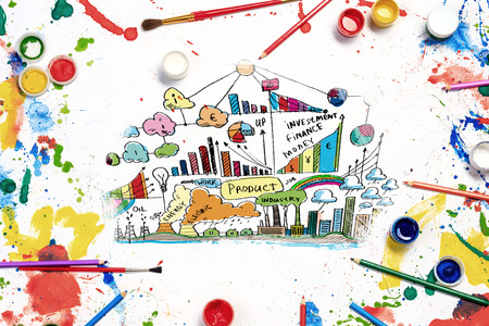 Colorful business sketches and painting creative conceptの写真素材