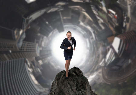 Young determined businesswoman competitor ready to run