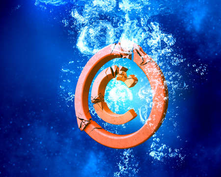 Registered trademark sink in blue clear water