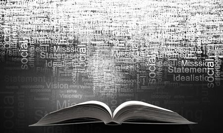 Opened book and business leadership conceptual wordsの写真素材