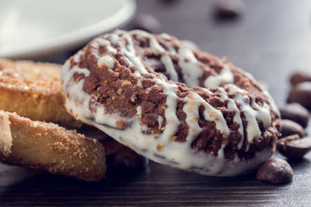 Assorted biscuits and sweets on tableの写真素材