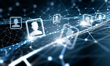 Digital technology background with social networking and interaction conceptの写真素材