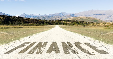 Conceptual image with word finance on asphalt roadの写真素材