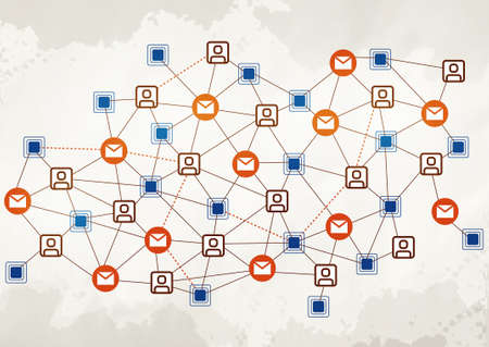 Background conceptual image with grid representing social networking concept