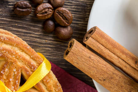 Assorted biscuits and sweets on tableの写真素材