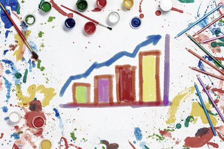 Financial concept with colorful drawing of pie diagramの写真素材