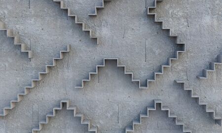 Concrete room with graph stair on wall going upの写真素材