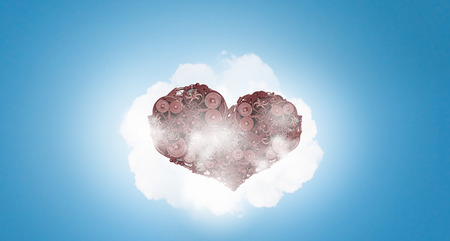 Heart made off metal gears and cogwheelsの写真素材