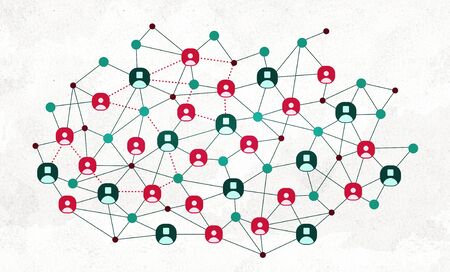 Background conceptual image with grid representing social networking concept