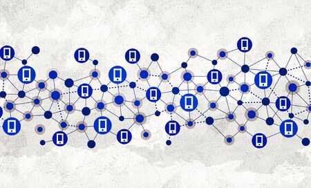Background conceptual image with grid representing social networking concept