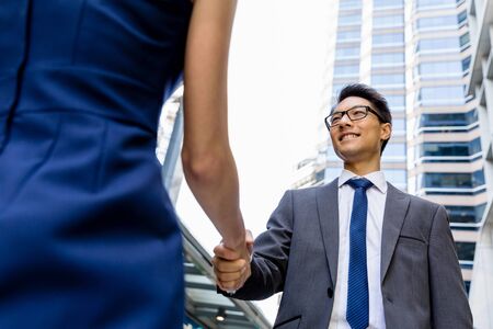 Businessman meeting his colleague outdoorsの写真素材