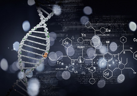 High technology DNA molecule background as biochemistry science conceptの写真素材