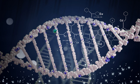 High technology DNA molecule background as biochemistry science conceptの写真素材
