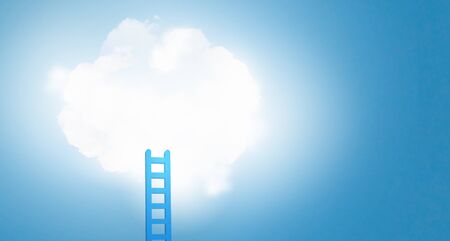 Minimalistic design with ladder leading to white cloud