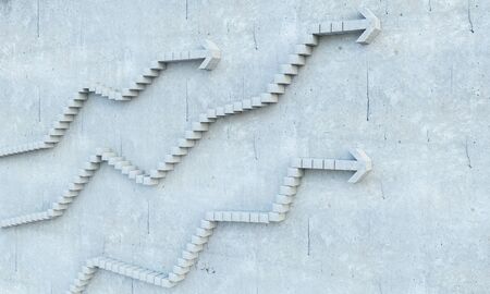 Concrete room with graph stair on wall going upの写真素材