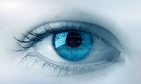 Beautiful female eye in sky as vision concept